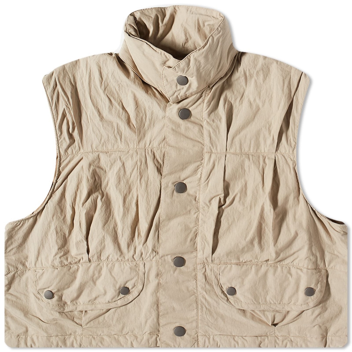 Photo: Our Legacy Men's Cropped Exhale Gilet in Metallic Sand Parachute Poplin