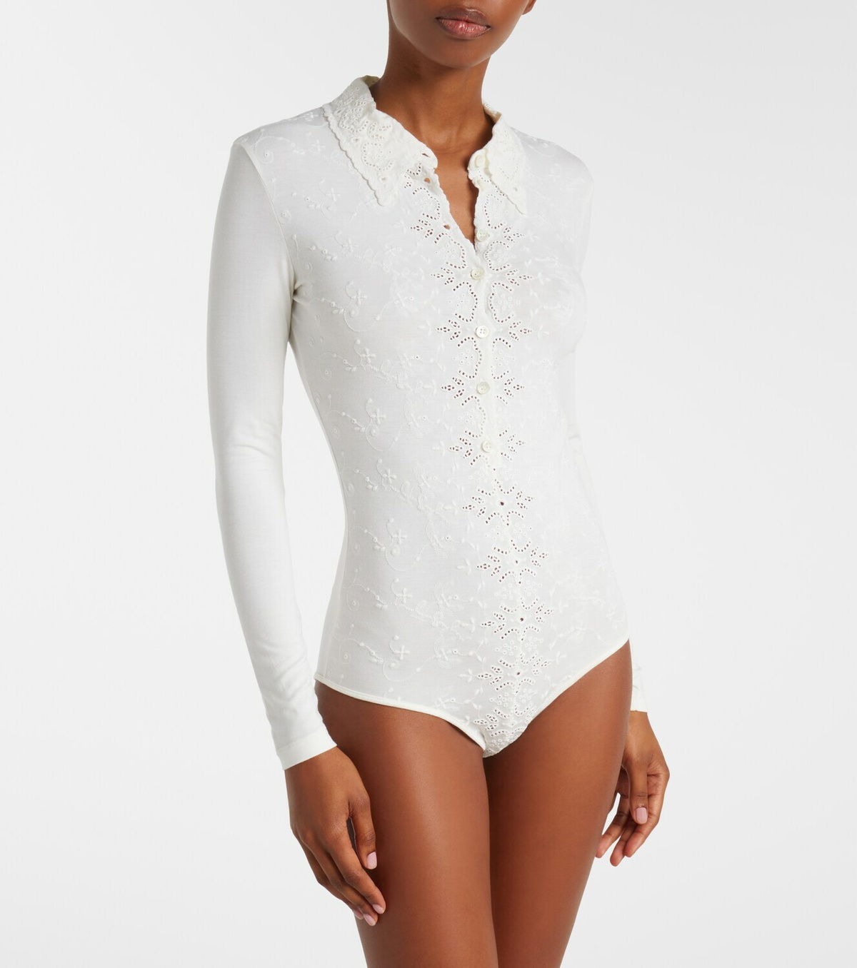 Magda Butrym Embroidered cotton-blend bodysuit