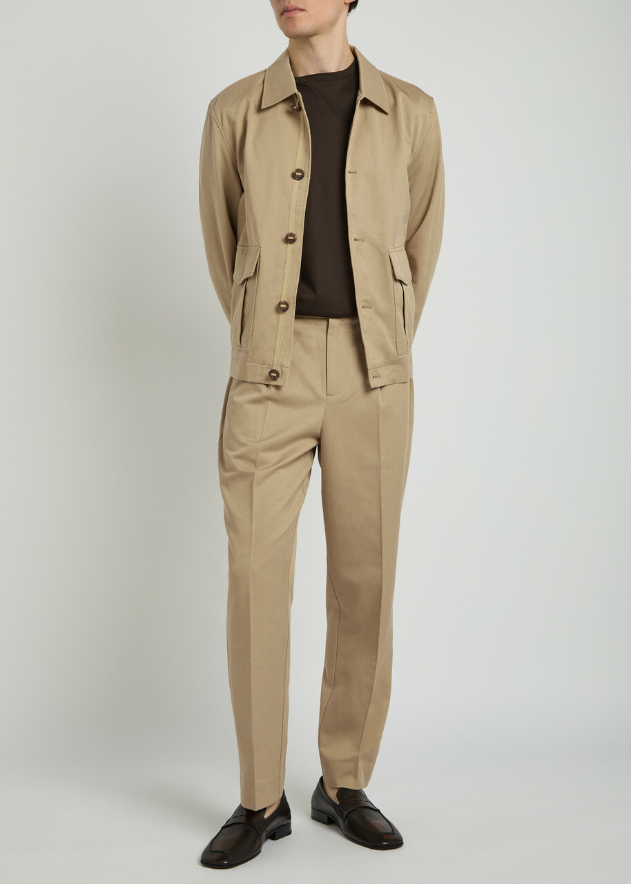 Wax London Aubyn Tapered-leg Twill Trousers Tan