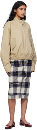Pushbutton Multicolor Check Trousers Upside Down Midi Skirt