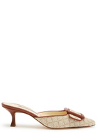 Manolo Blahnik Maysalebi 50 Raffia and Leather Mules Beige