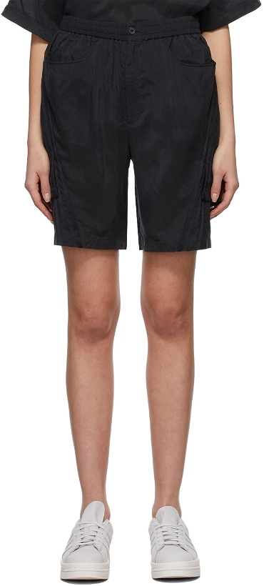 Photo: Y-3 Black CH3 Shade Sanded Cupro Shorts