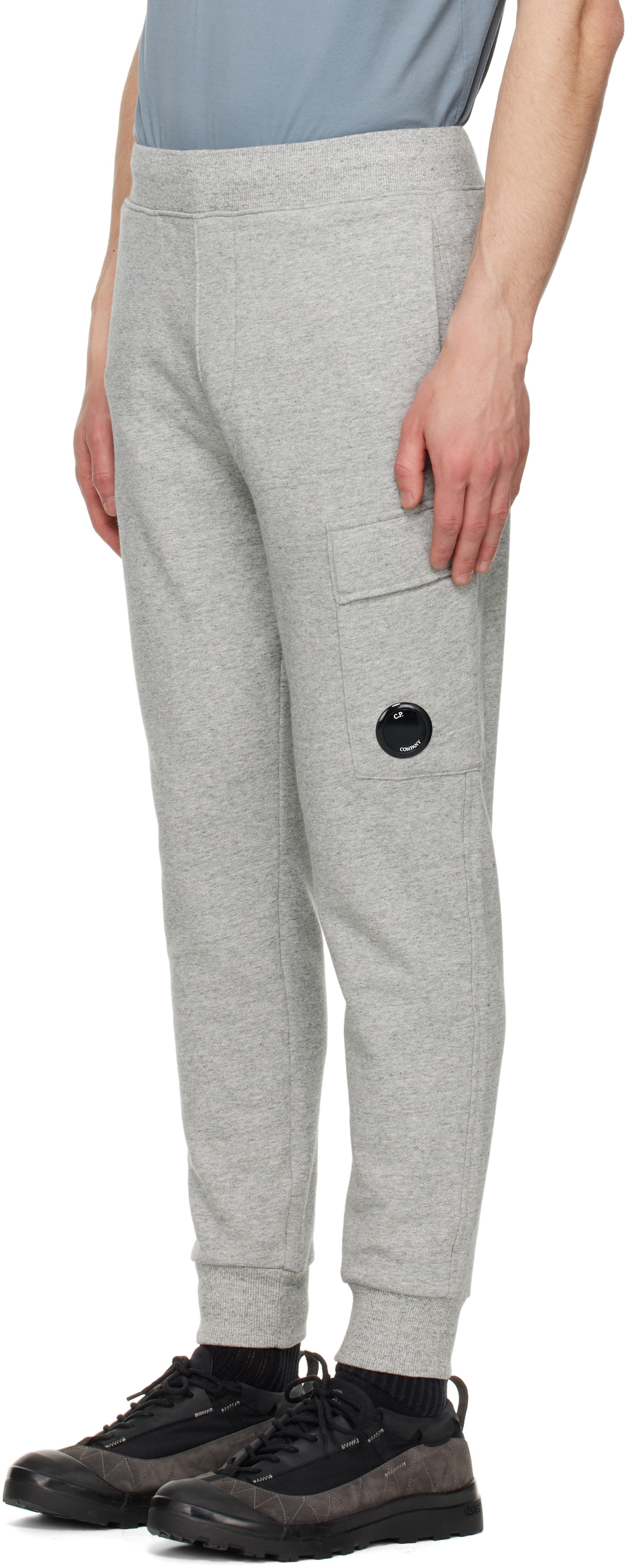 C.P. Company Gray Diagonal Raised Fleece Lens Sweatpants