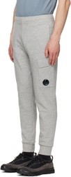 C.P. Company Gray Diagonal Raised Fleece Lens Sweatpants