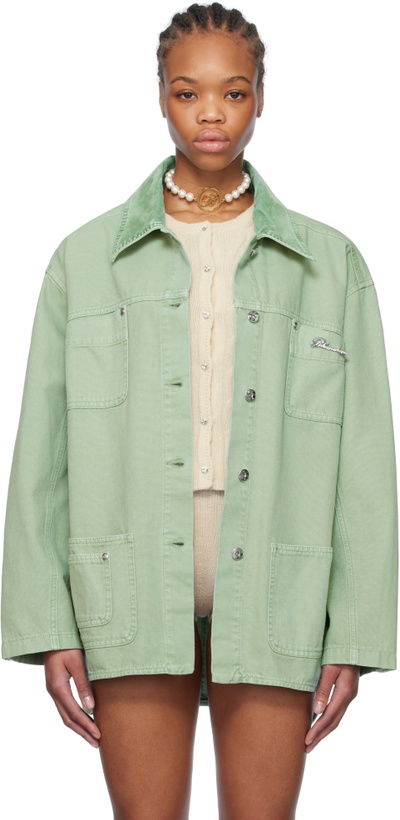 Photo: Blumarine Green Rhinestone Logo Jacket