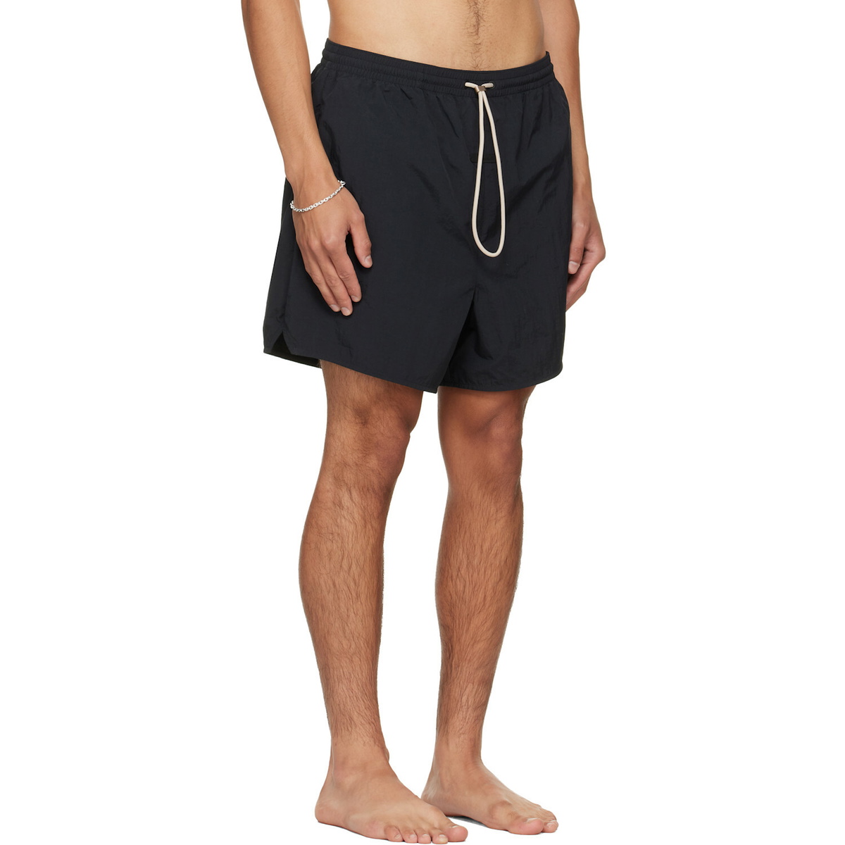 Fear of God ESSENTIALS Black Logo Patch Swim Shorts