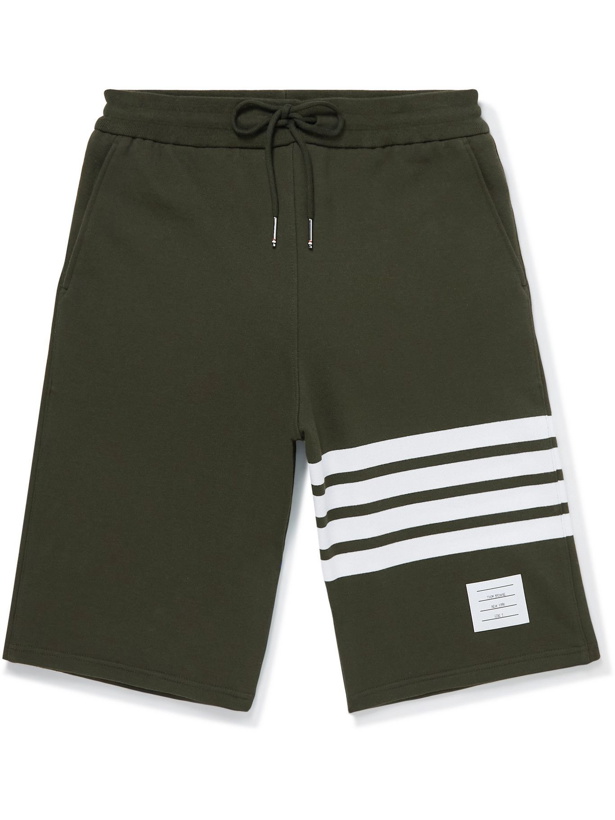 Photo: Thom Browne - Striped Cotton-Jersey Drawstring Shorts - Green