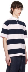Coperni Pink & Navy Striped Polo