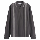 Palmes Men's Panel Longsleeve Zip Polo in Charcoal