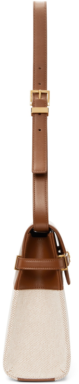 Buckle Colorblock Raffia & Leather Crossbody Phone Case In Brown