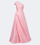 Monique Lhuillier Draped one-shoulder bustier gown