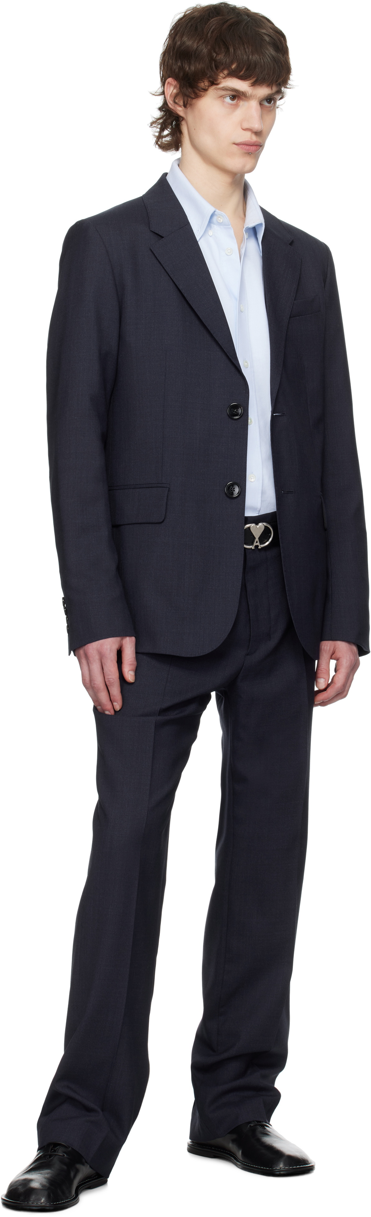 AMI Paris Navy Wool Two Buttons Blazer AMI