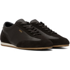BOSS Brown Suede Trim Leather Sneakers