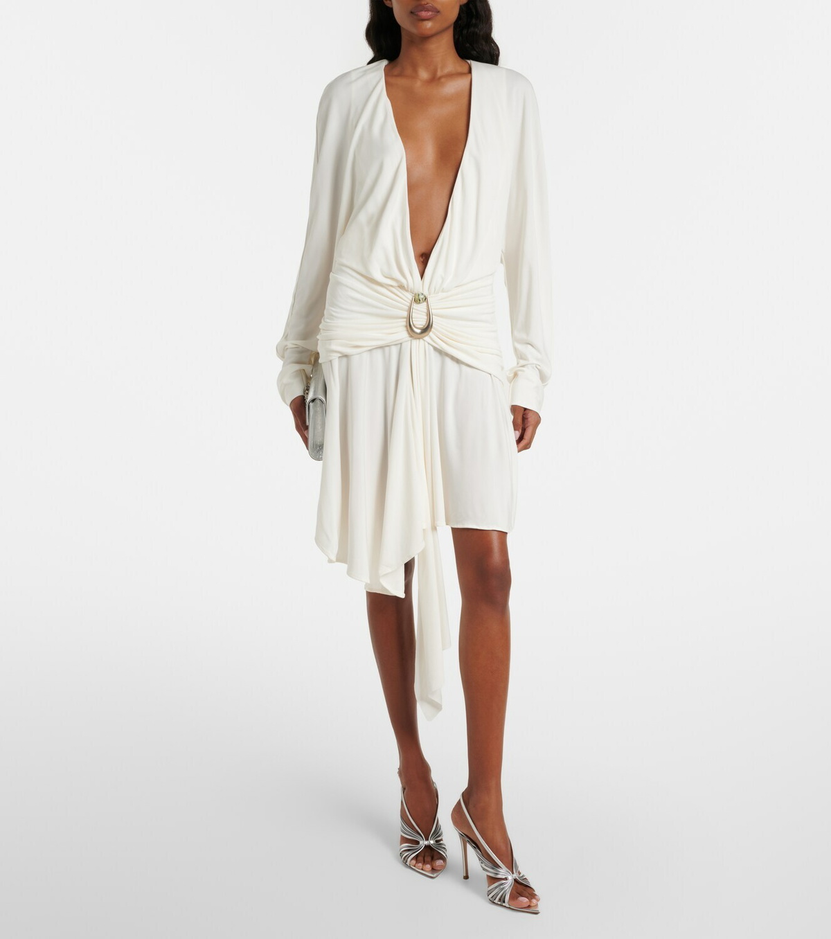 Christopher Esber Stone Pin draped jersey minidress
