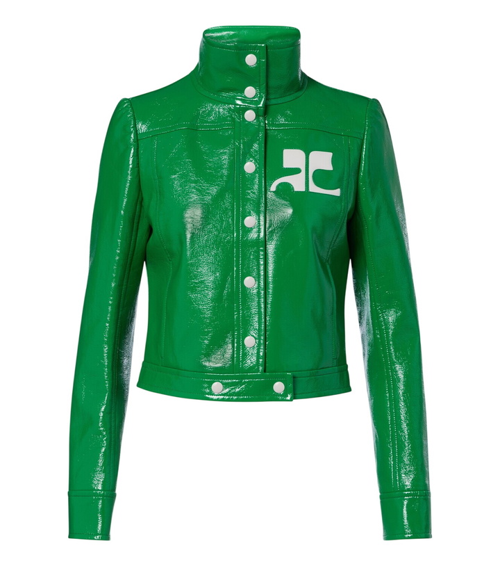 Photo: Courrèges Logo vinyl cropped jacket
