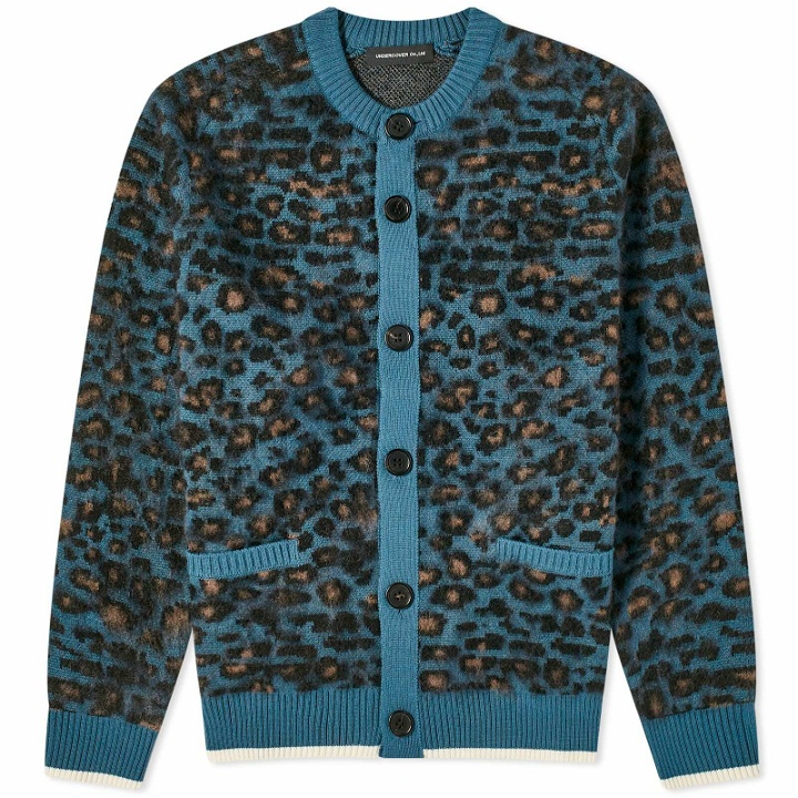 Photo: Undercover Men's Leopard Knit Cardigan in Blue