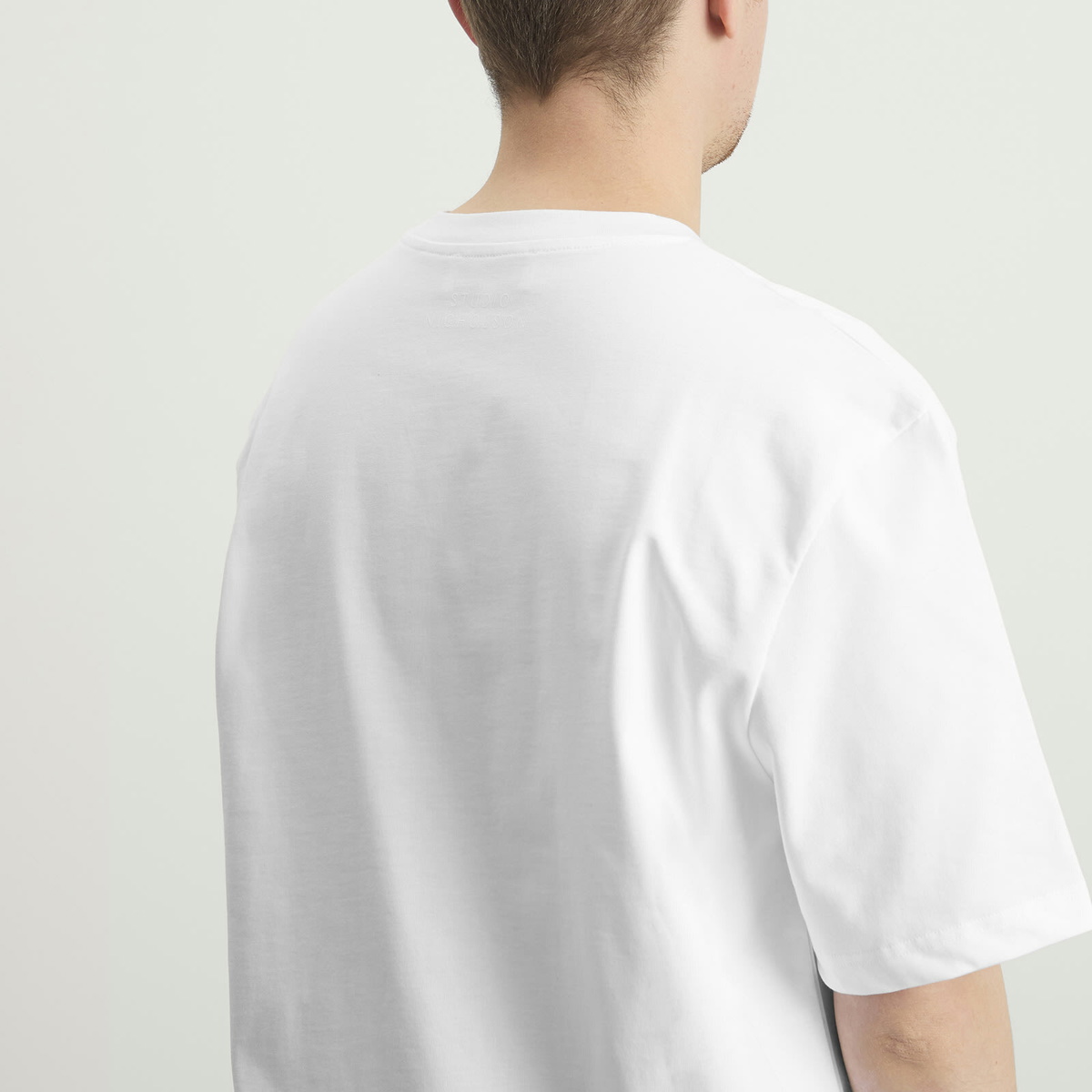 Studio Nicholson Men's Lay Branded Boxy Fit T-Shirt in Optic White