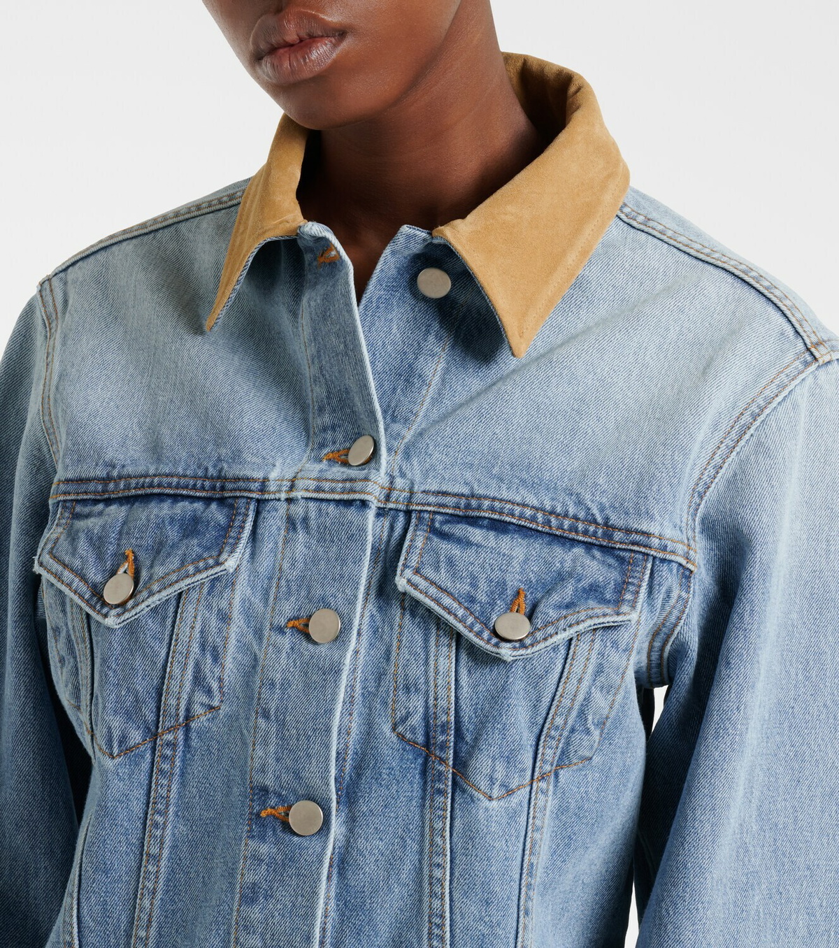 Róhe Suede-trimmed denim jacket