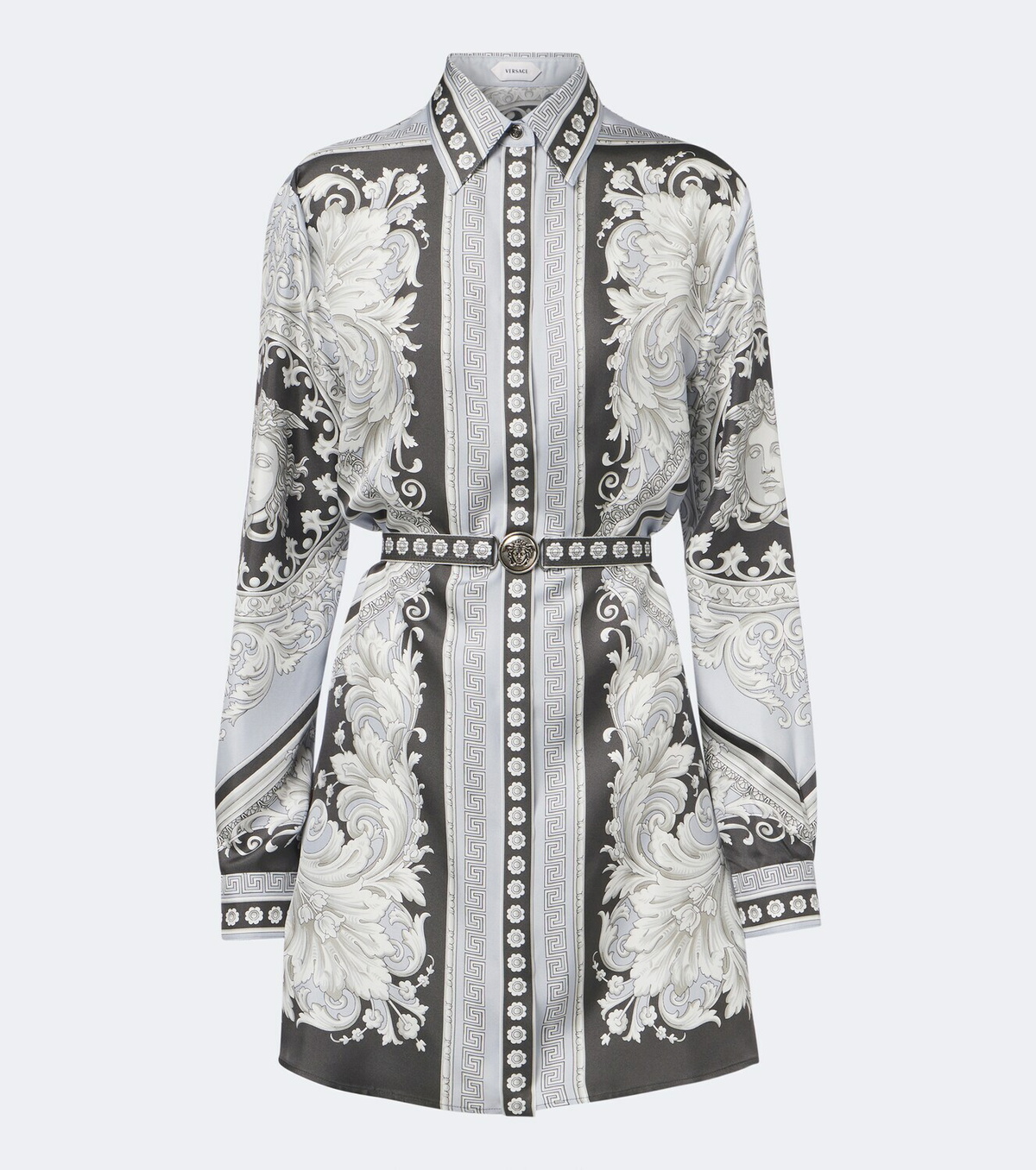 Versace Medusa printed silk twill shirt dress