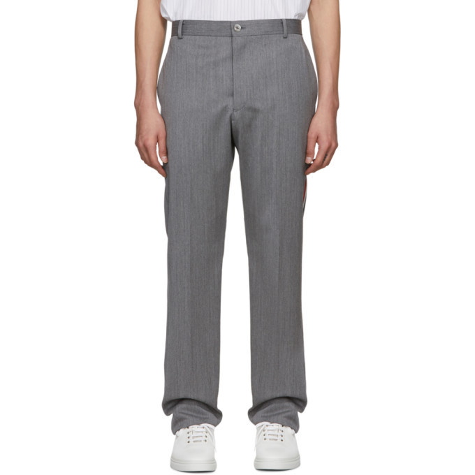 Photo: Thom Browne Grey Chino Stripe Unconstructed Trousers