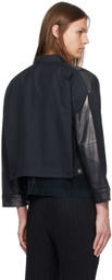132 5. ISSEY MIYAKE Black Tucked Foil Jacket