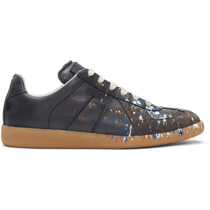 Photo: Maison Margiela Black Paint Splash Replica Sneakers