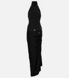 Coperni Belted asymmetric draped halterneck maxi dress