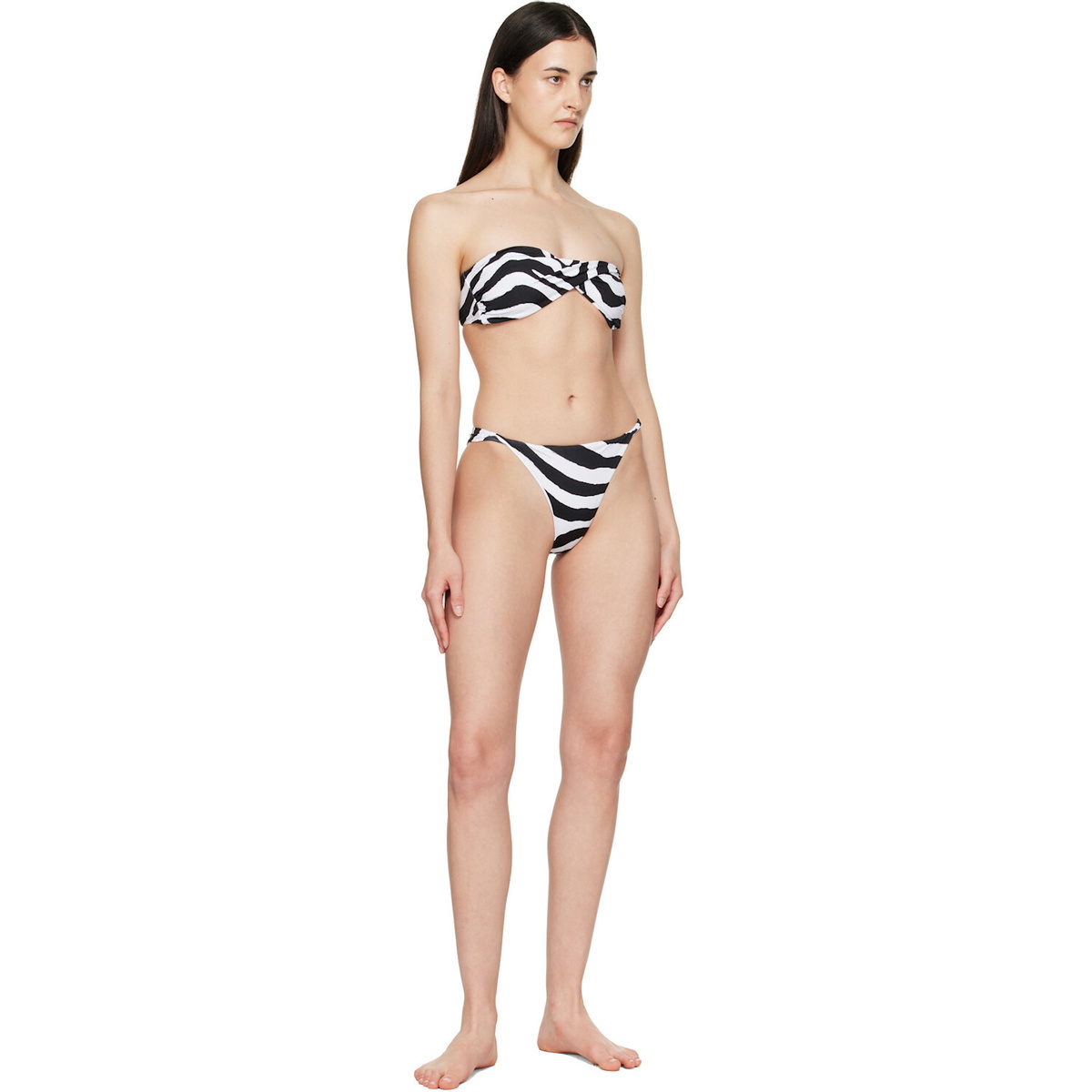 BALMAIN Black & White Bandeau Bikini