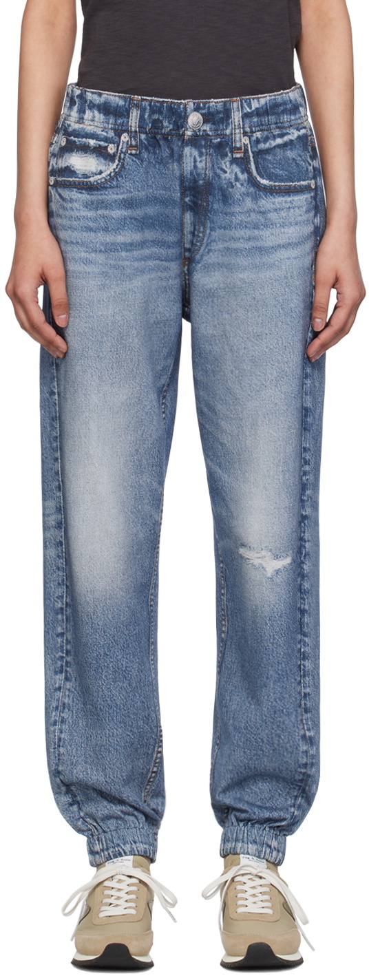 Rag & Bone Women's Miramar Jogger Jeans - French Terry Sweatpants Style With Denim Look