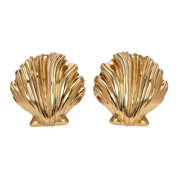 Photo: Saint Laurent Gold Oversized Seashell Earrings
