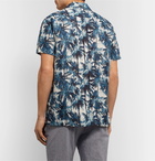 120% - Camp-Collar Printed Linen Shirt - Blue