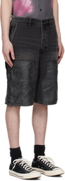 Ksubi Black Maxx Operator Denim Shorts