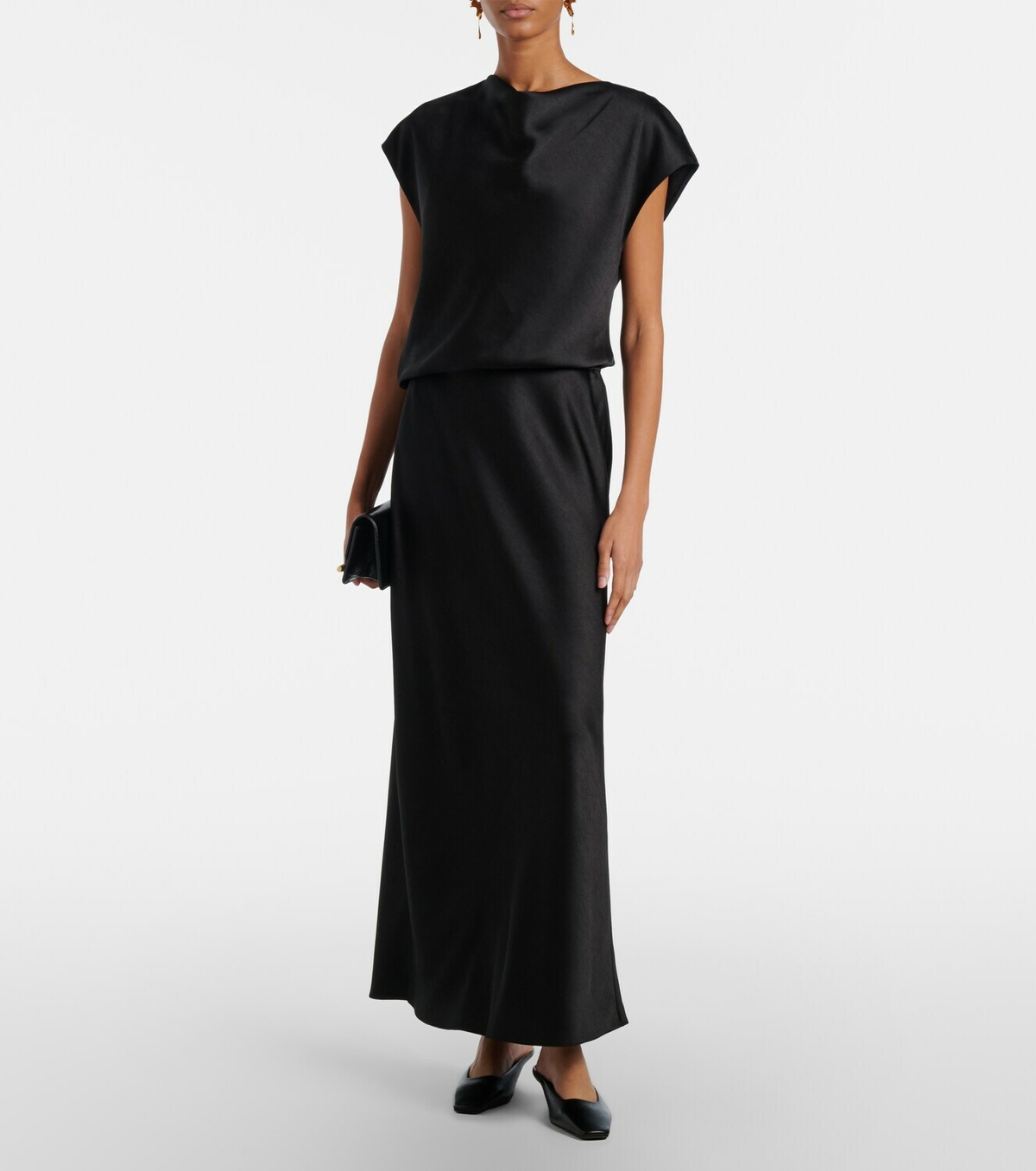 Vince Draped satin midi dress