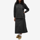 Snow Peak Women's Cotton Border Long Sleeve Polo Top in Blackgrey