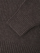 Purdey - Clifford Ribbed Wool and Cashmere-Blend Half-Zip Sweater - Brown