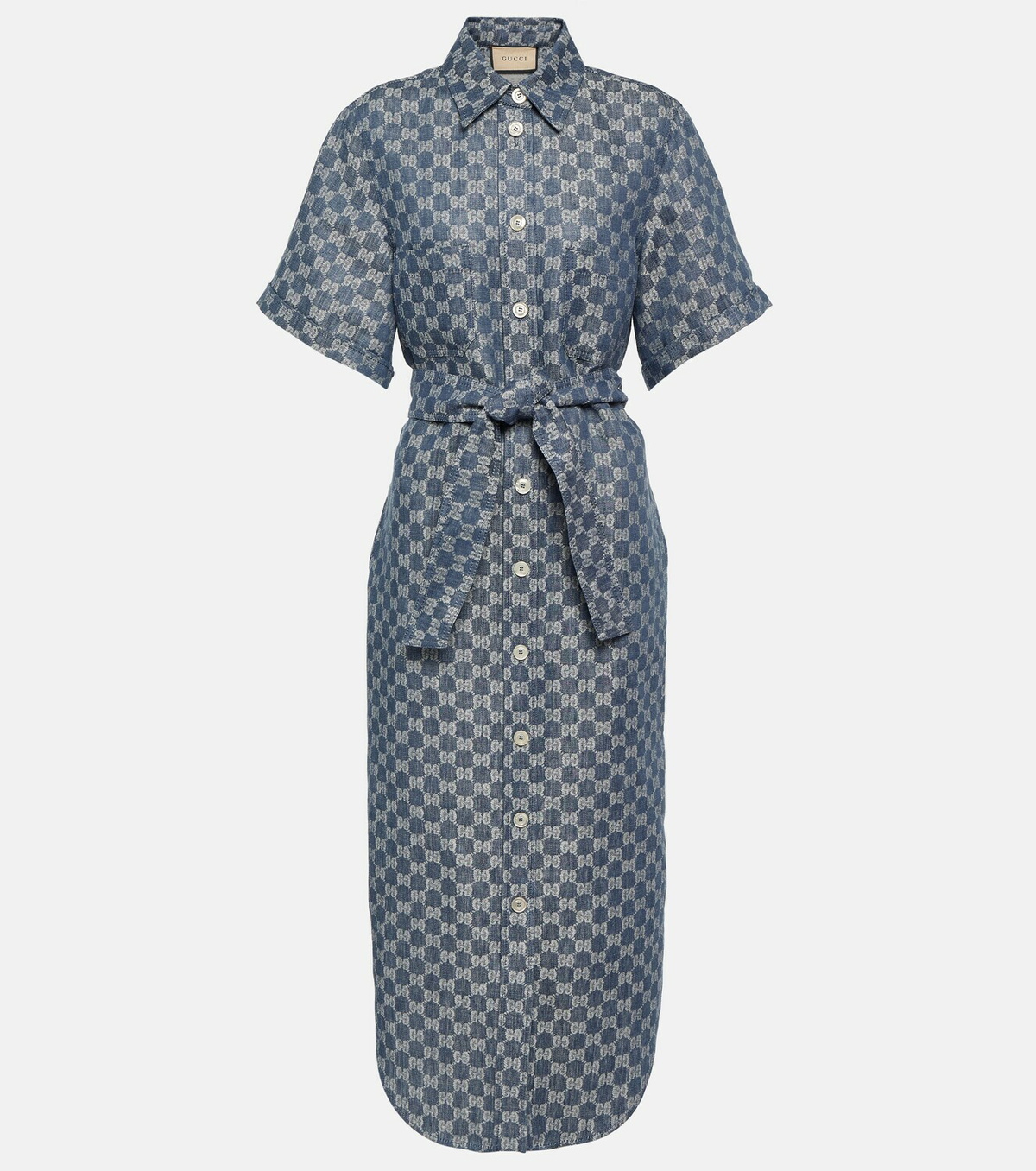 Gucci Monogram-pattern Sleeveless Cotton-blend Midi Dress in