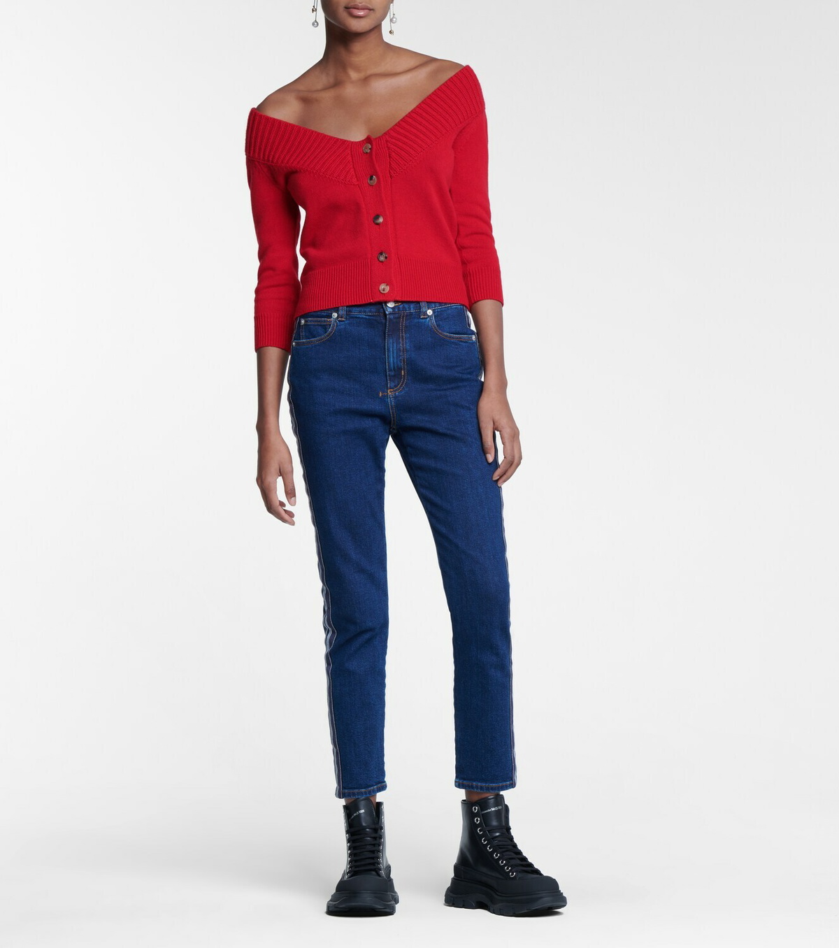 Alexander McQueen Off-shoulder cashmere cardigan