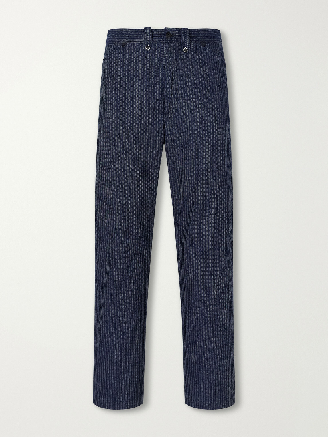 RRL - Straight-Leg Striped Cotton-Jacquard Broken-Twill Trousers - Blue