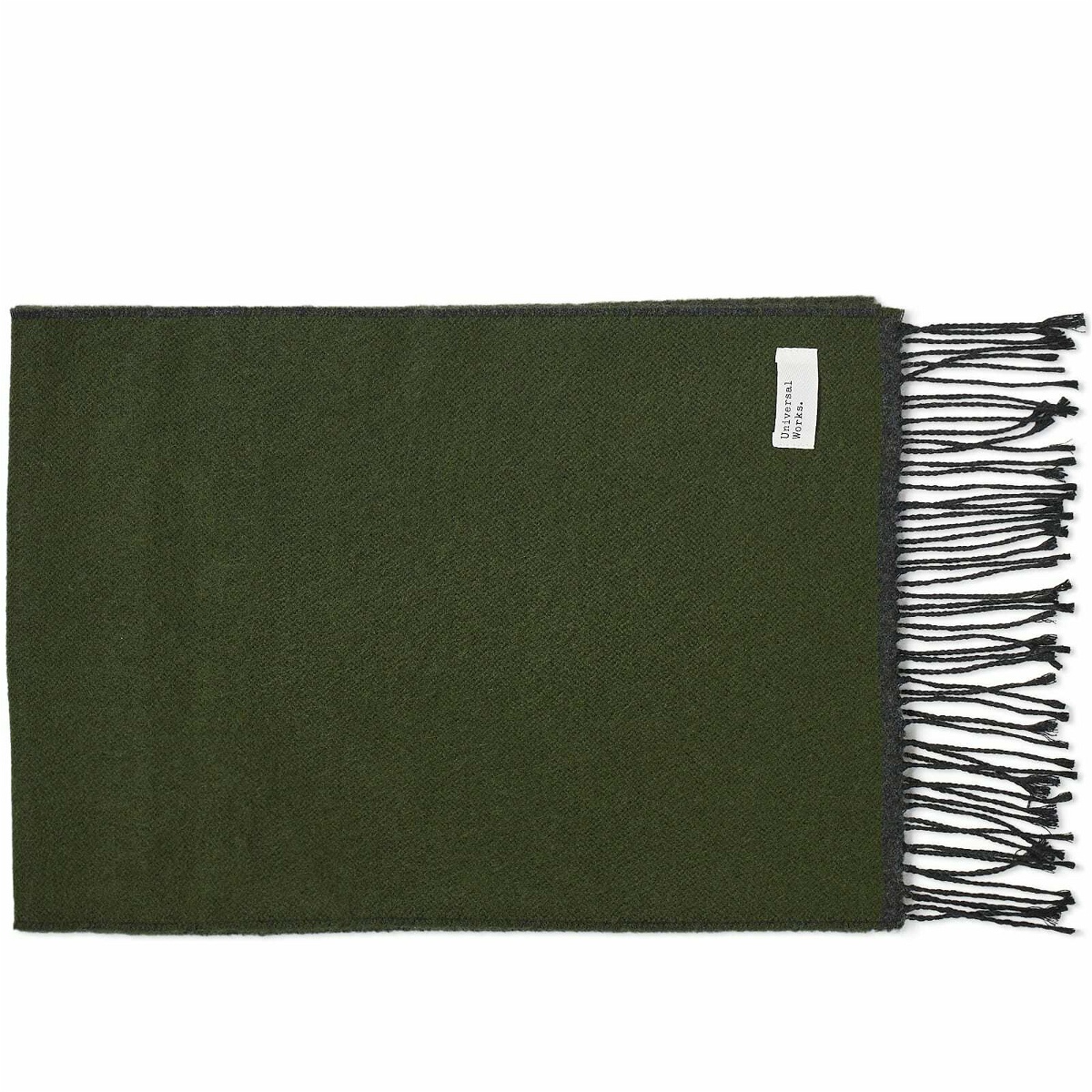 Photo: Universal Works Men's Double Sided Scarf in Green/Charcoal