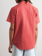 La Paz - Panama Convertible-Collar Cotton-Seersucker Shirt - Red