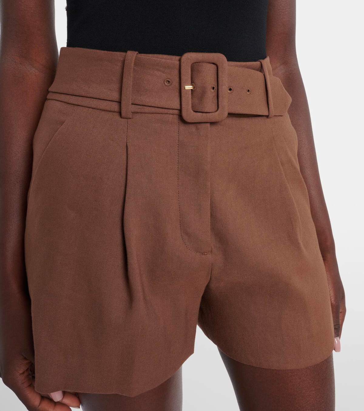 Veronica Beard Piper belted linen-blend shorts