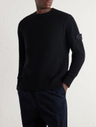 Stone Island - GHOST Ribbed Wool and Cashmere-Blend Sweater - Black