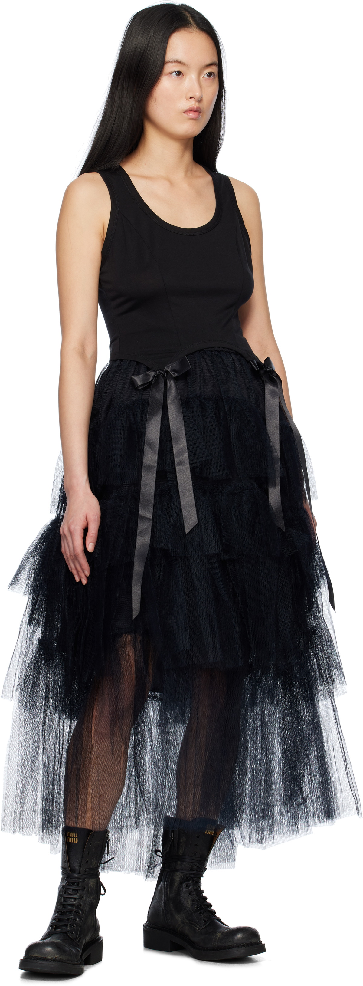 Simone Rocha Black Bow Tail Easy Tank Top Simone Rocha