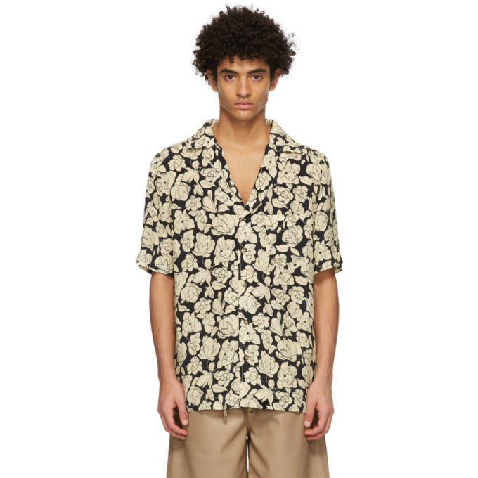 Photo: Nanushka Black and Beige Venci Short Sleeve Shirt