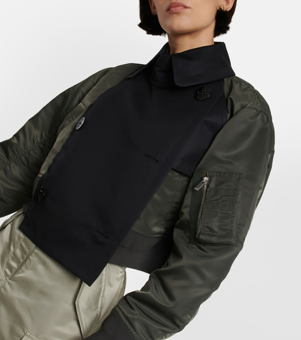 【sacai】Elasticated Waist Hybrid Suiting Bomber Jacket Sacai - Hybrid bomber jacket Sacai