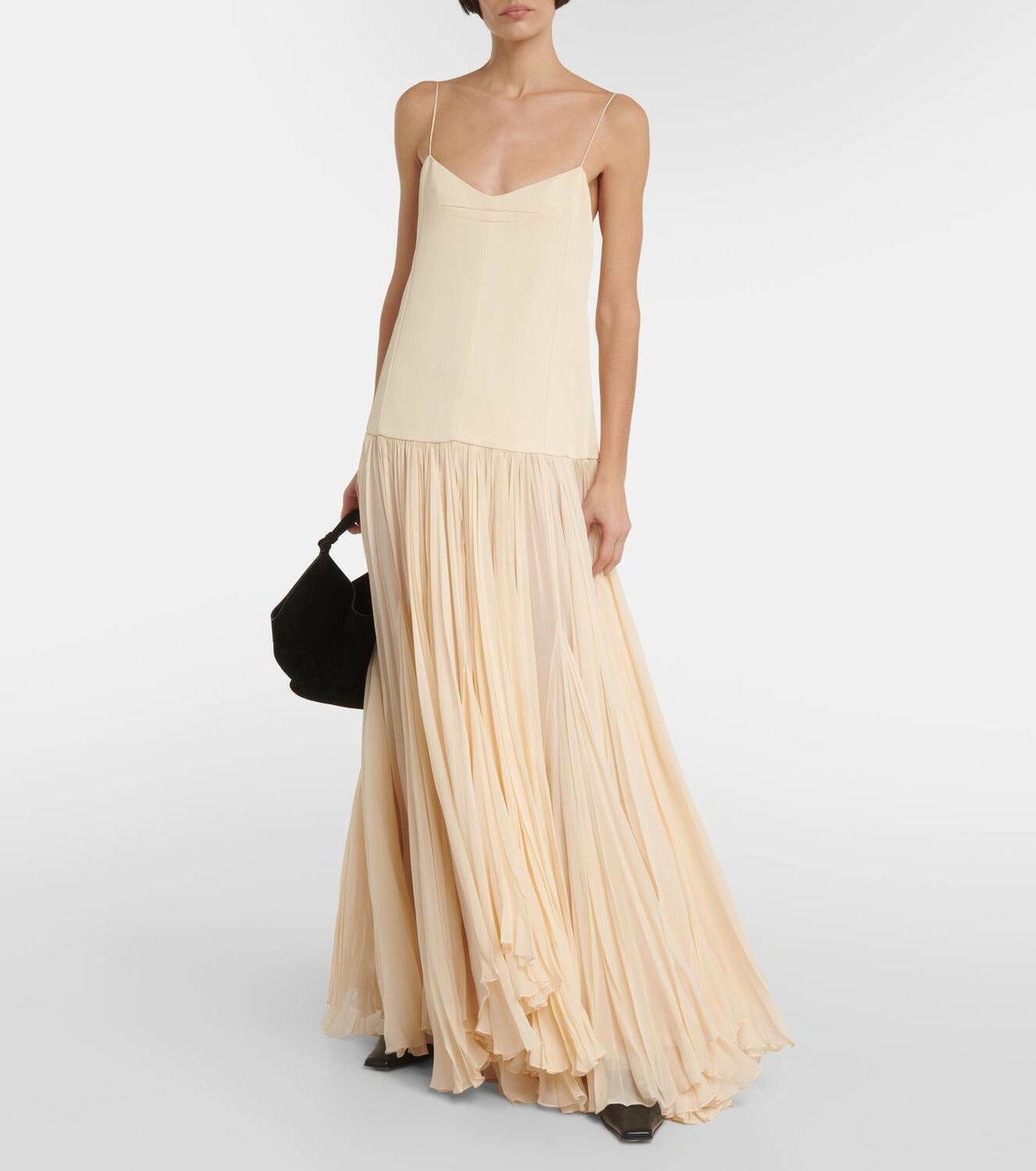 Khaite Zeke satin and silk chiffon maxi dress
