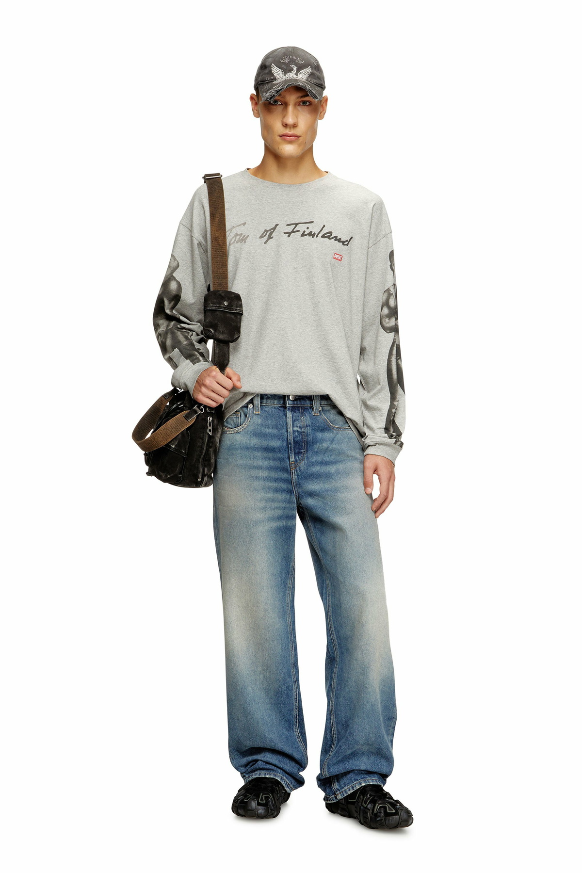 Diesel Long-sleeve T-shirt with graphic print - T-Shirts - Unisex - Grey
