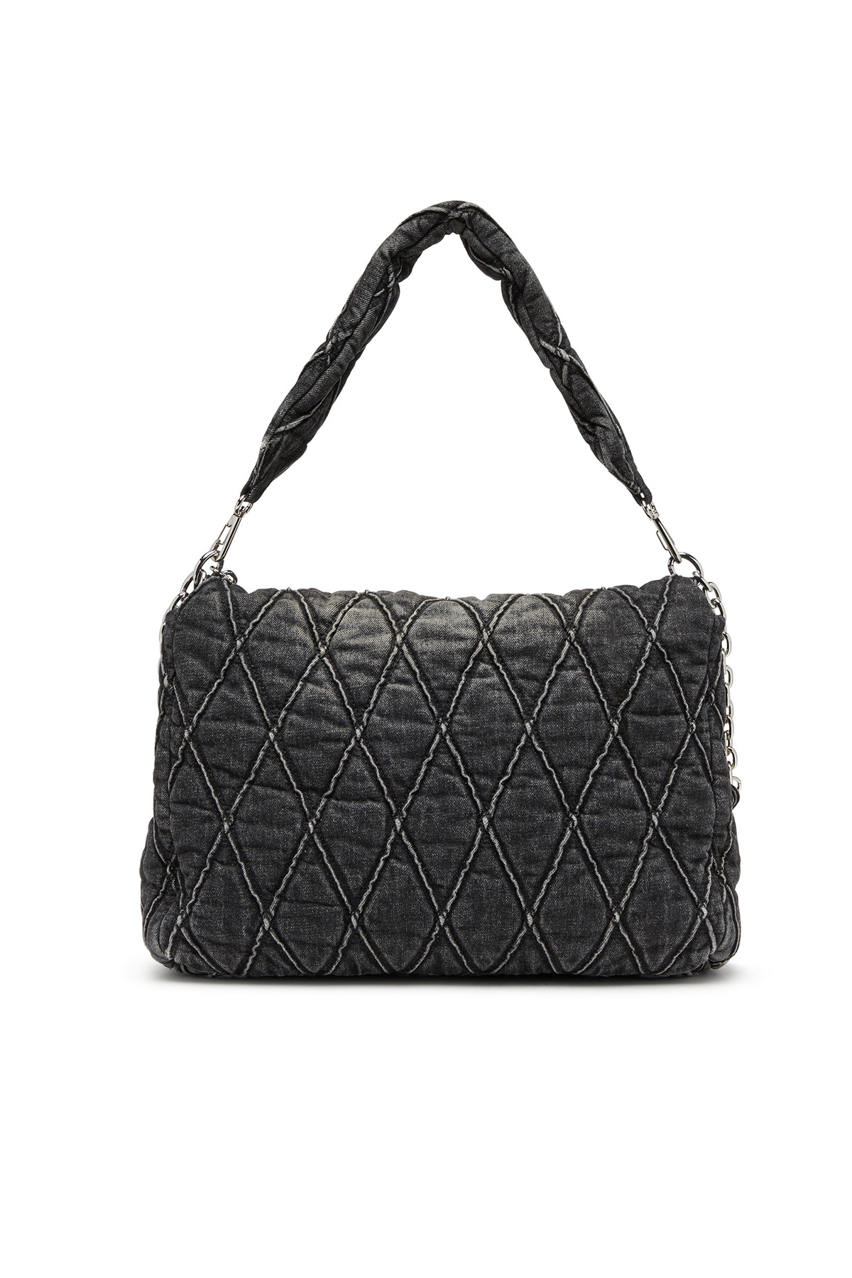 DIESEL ☆ Charm-D L-Large shoulder bag in quilted denim Diesel Charm-D L-Large shoulder bag in quilted denim
