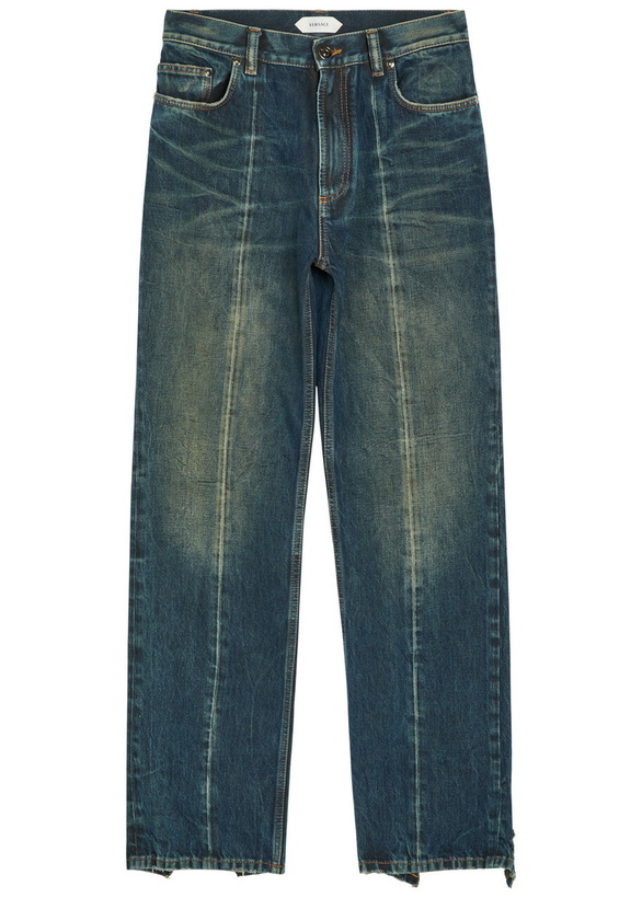 Photo: Versace Distressed Straight-leg Jeans Blue