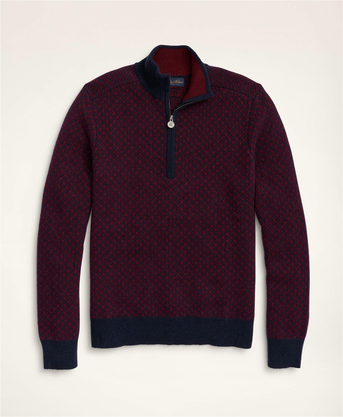 Photo: Brooks Brothers Men's Big & Tall Wool Nordic Half-Zip Sweater | Burgundy/Navy